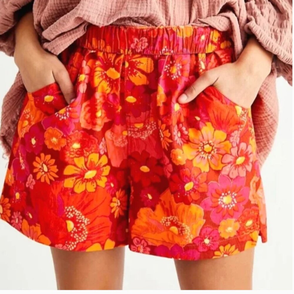 Free People Palo Duro Floral High Waist Shorts